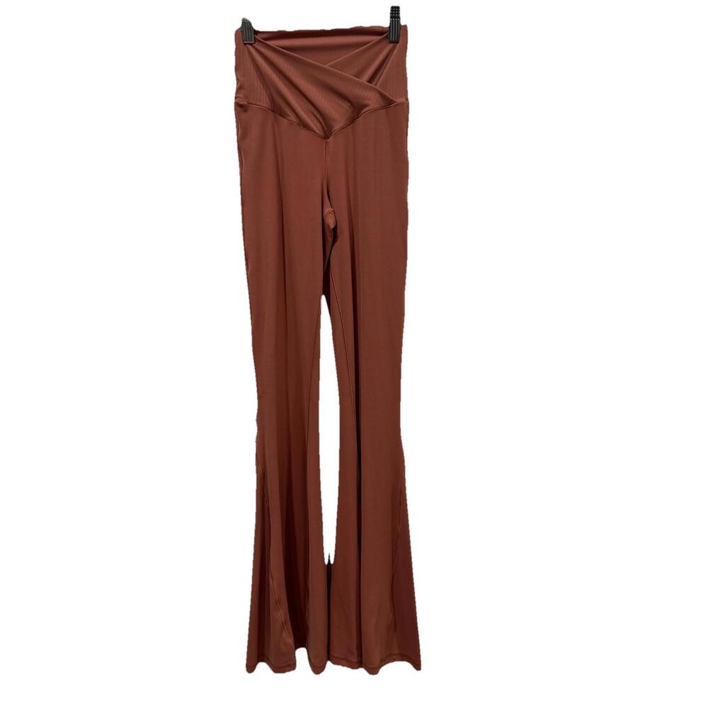 Aerie Women's S Rusty Orange Cross Over Waist Flare Leggings Pants